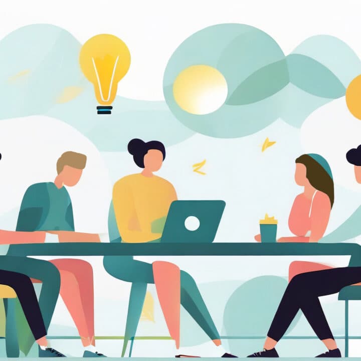 En illustration av personer som sitter runt ett bord